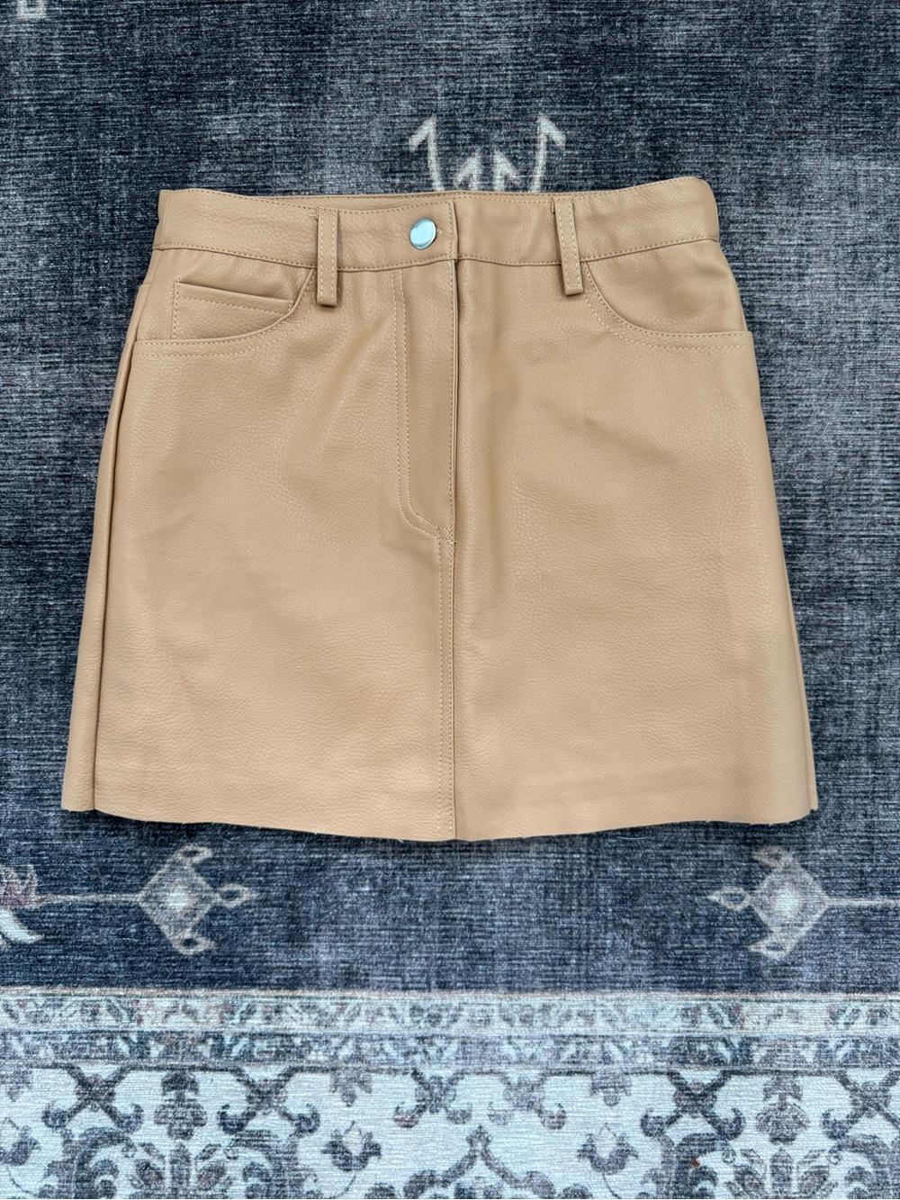 Forever 21 Vegan Leather Mini Skirt Tan Beige Size Small Runs XS